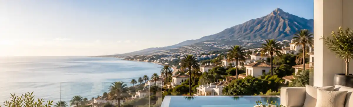 Selling property in Marbella — coastal villas, sea view and La Concha mountain from a terrace